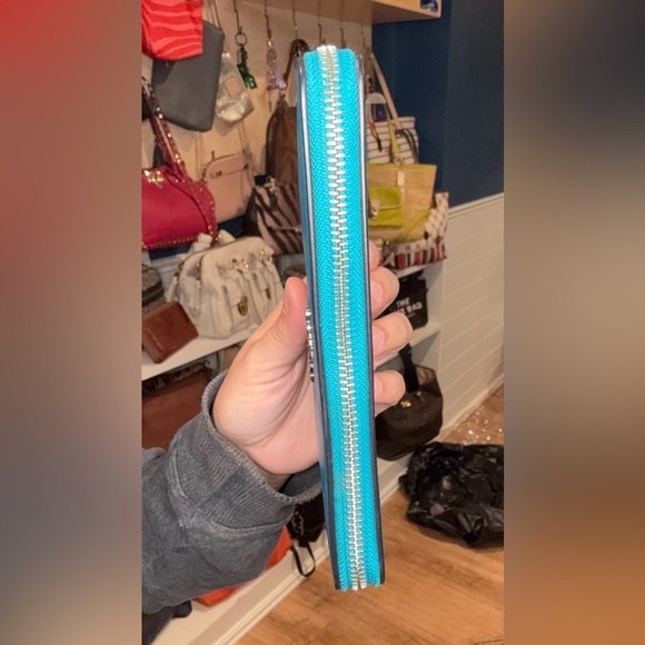 Coach Turquoise Leather Zip Wallet - Picture 3 of 7